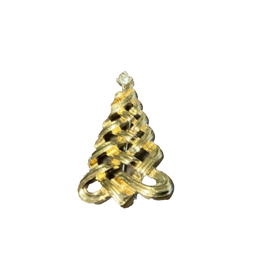 Avon Christmas Tree Pin Gold Tone Vintage